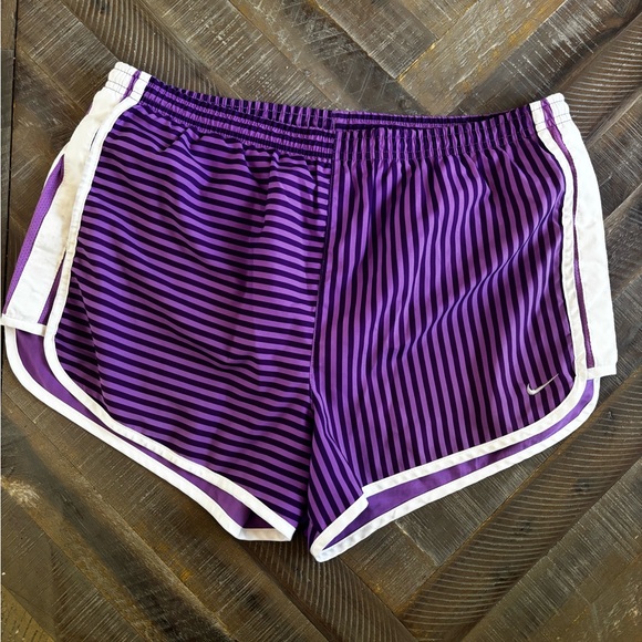 Nike Pants - Nike Purple Striped Athletic Shorts with White Trim
